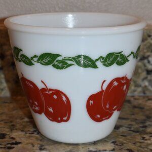 Vintage Hazel Atlas Milk Glass Mixing Bowl - Apples Design